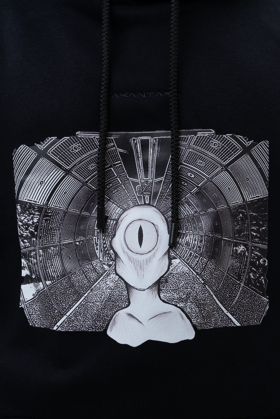 Vibrant alien print design on the front of the AKANTARA Alien Print Hoodie